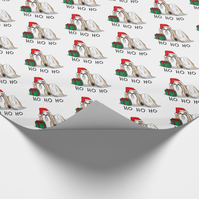 Papel De Presente Natal Santa Hat Shih Tzu (branco-tan) (Ponta)