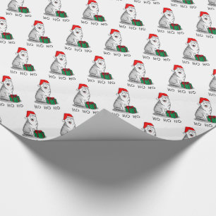 Papel De Presente Natal Santa Hat Siberian Husky (prateado)