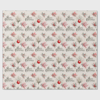 Papel De Presente Natal Sereno com Bolas Vermelhas