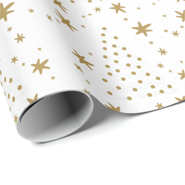 Papel De Presente Natal Simples Elegante Branco do ouro (Ponta do rolo)