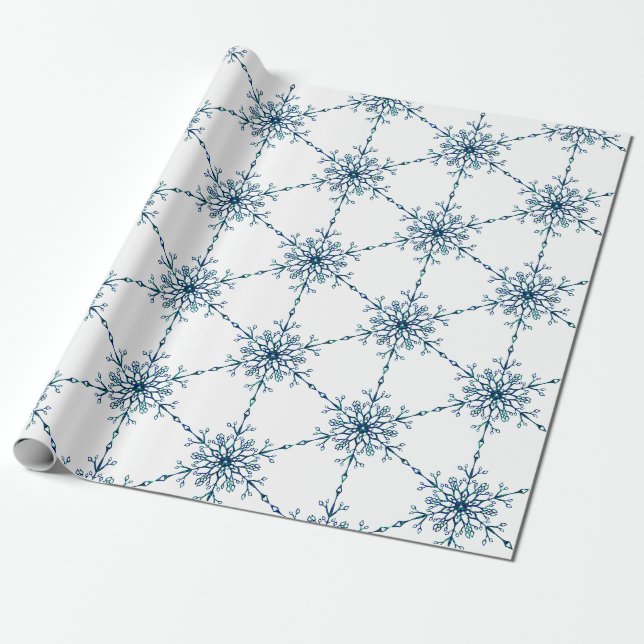 Papel De Presente Natal Simples Moderno Elegante Floco de Neve (Desenrolado)
