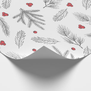 Papel De Presente Natal Simples Moderno Vermelho, Preto e Branco