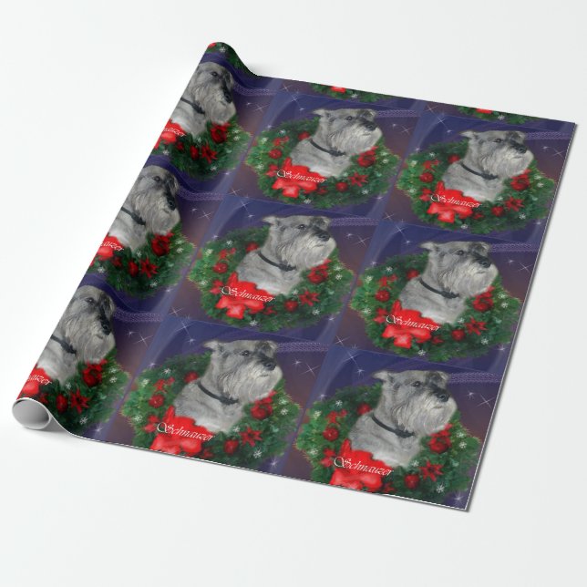 Papel De Presente Natal Standard Schnauzer (Desenrolado)