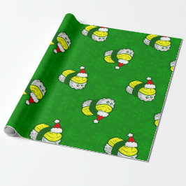 Papel De Presente natal tamago sushi kawaii floco de neve santa