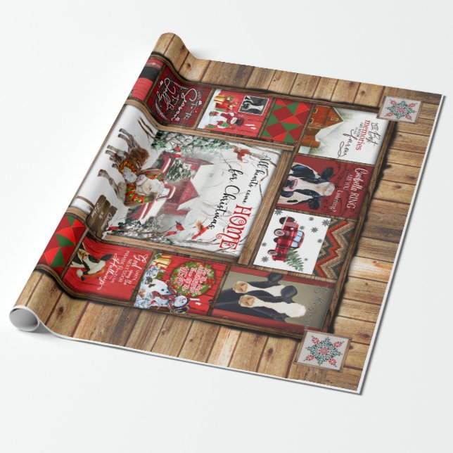 Papel De Presente Natal Todo Coração Vem Para Casa Vaca Engraçada Xm (Desenrolado)