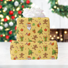Papel De Presente Natal tradicional | Amarelo