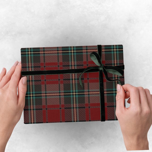 Papel De Presente Natal Tradicional Clássico Vermelho - Greve de Xad (Green Wrapping Paper - Plaid Christmas)
