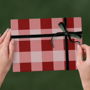 Papel De Presente Natal Tradicional Vermelho - Listra Xadrez