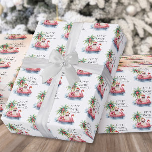 Papel De Presente Natal Tropical de Praia Engraçado do Papai Noel