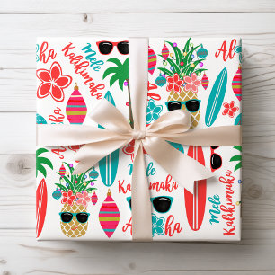 Papel De Presente Natal Tropical Havaiano Mele Kalikimaka