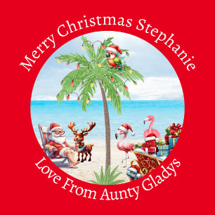 Papel De Presente Natal Tropical Personalizado Em Julho Festa Vermel