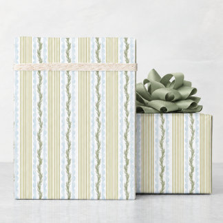 Papel De Presente Natal Verde e Azul Claro