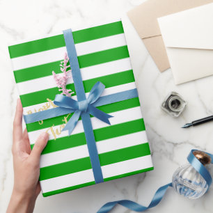Papel De Presente Natal Verde Listras Brancas Dourado Texto Feriado