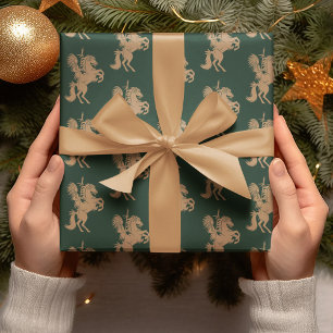 Papel De Presente Natal Verde Nativo - Chefe Americano Horse Escuro