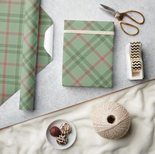 Papel De Presente Natal Verde Nostálgico (Artesanato)