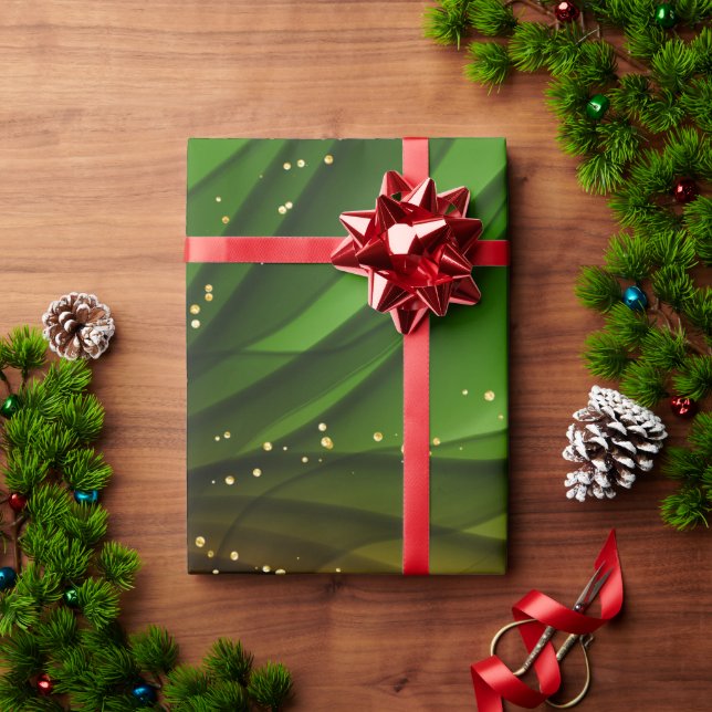PAPEL DE PRESENTE NATAL VERDE VERMELHA VERMELHA E ABSTRATO DOURADA (Presente de Natal)