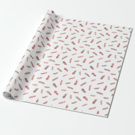Papel De Presente Natal Vermelho da Floresta Russa Tradicional
