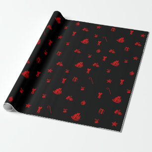 Papel De Presente Natal vermelho e preto - Xmas