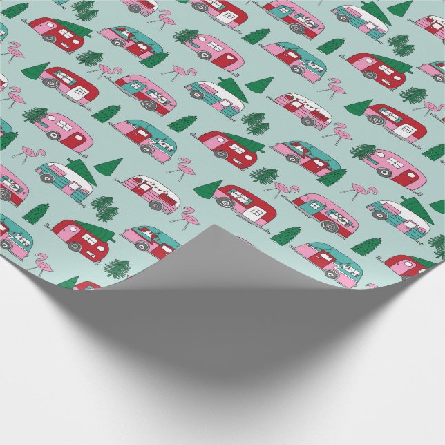 Papel De Presente Natal vermelho e rosa dos Campers (Ponta)