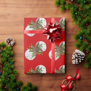 Papel De Presente Natal vermelho festivo dos dólares de areia da