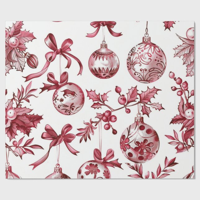 Papel De Presente Natal Vermelho Nostálgico (Aberto)