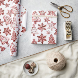 Papel De Presente Natal Vermelho Nostálgico