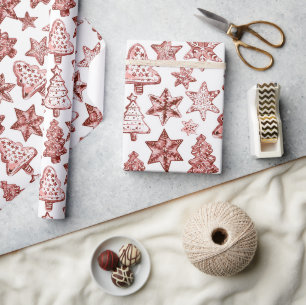 Papel De Presente Natal Vermelho Nostálgico