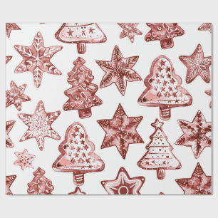 Papel De Presente Natal Vermelho Nostálgico