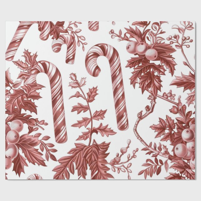 Papel De Presente Natal Vermelho Nostálgico (Aberto)