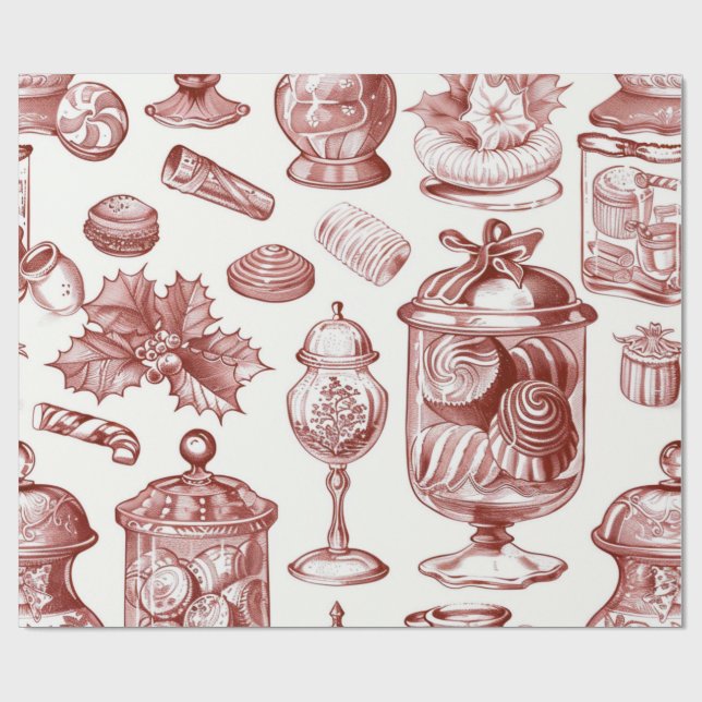 Papel De Presente Natal Vermelho Nostálgico (Aberto)