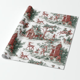 Papel De Presente Natal Vermelho Verde Nostálgico Vintage