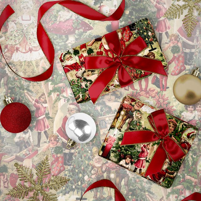 Papel De Presente Natal Vermelho Vitoriano (Criador carregado)
