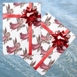 Papel De Presente Natal vintage, anjo-da-guarda do Victorian