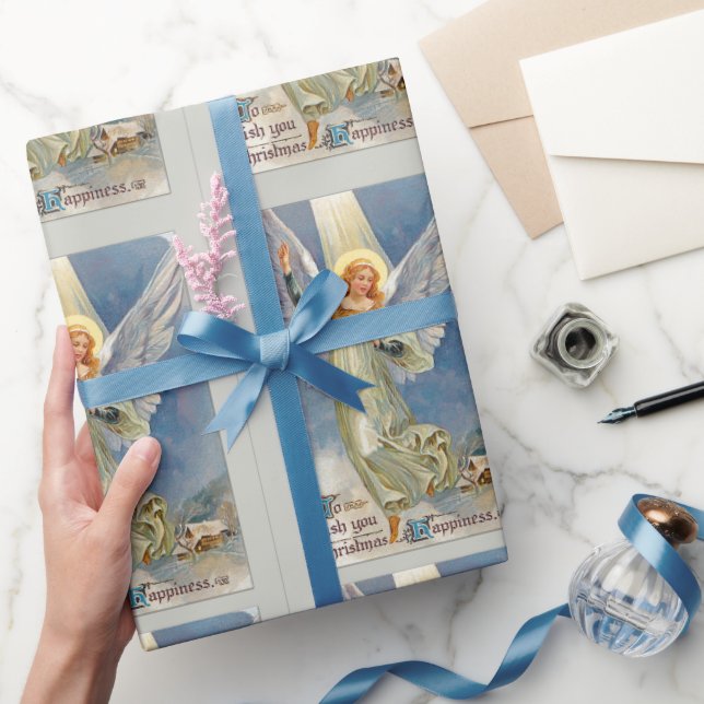 Papel De Presente Natal Vintage Anjo Voador (Presentear)