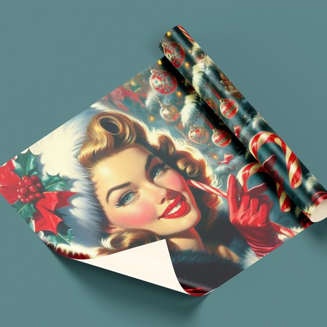 Papel De Presente Natal vintage Girl (Criador carregado)