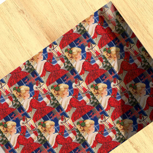 Papel De Presente Natal vintage lâmpada de vela vermelha-reluzente