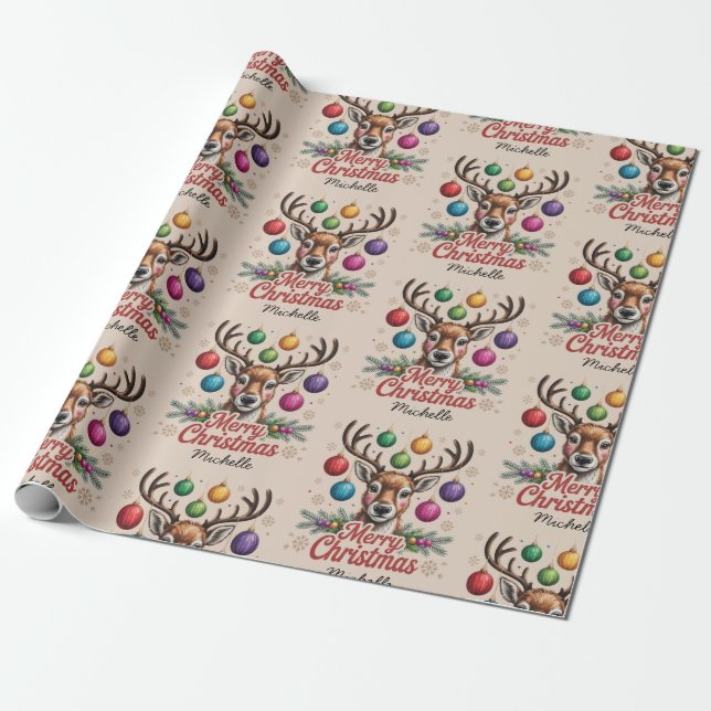 Papel De Presente Natal Vintage Personalizado Querido Renascer (Desenrolado)