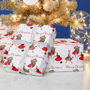 Papel De Presente Natal Vintage Senhoras 1950