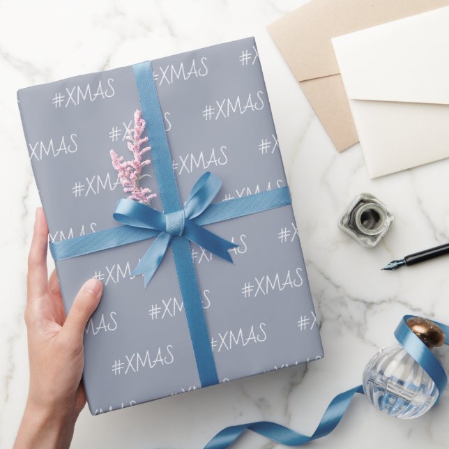 Papel De Presente Natal Violeta e Branco Personalizado (Presentear)