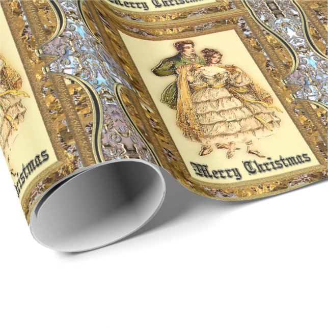 Papel De Presente Natal Vitoriano da Feliz feliz (Ponta do rolo)