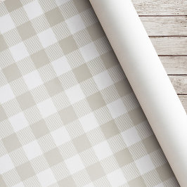 Papel De Presente Natal Xadrez Búfalo Bege