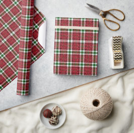 Papel De Presente Natal Xadrez Chic Brilhante