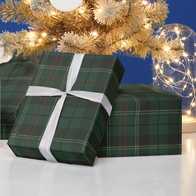 Papel De Presente Natal Xadrez Verde Floresta Clássico (Feriados)