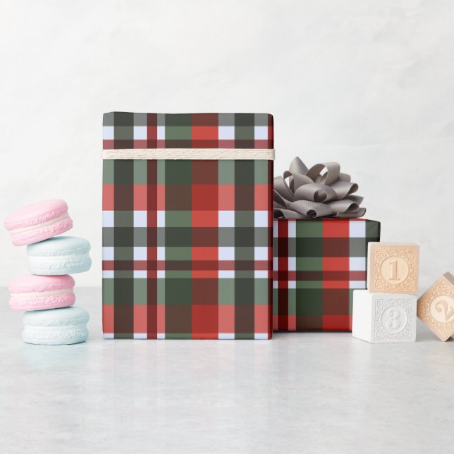 Papel De Presente Natal Xadrez Vermelho e Verde (Chá de bebê)