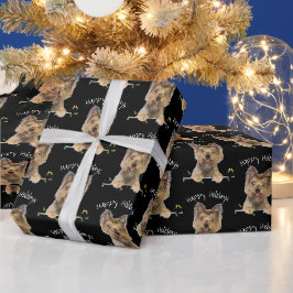 Papel De Presente Natal Yorkshire Terrier em preto