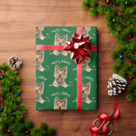 Papel De Presente Natal Yorkshire Terrier em Verde