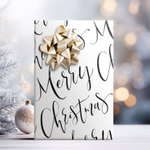 Natalina em Preto e Branco Caligrafia Feliz Natal