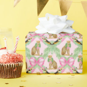 Papel De Presente Natalina Grandmillennial Leopardo Monograma