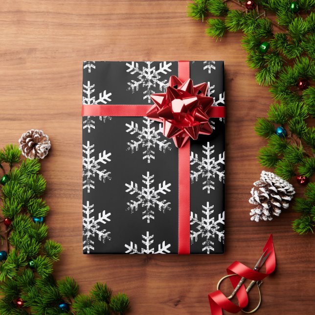 Papel de Presente Natalino Preto envelhecido com F (Presente de Natal)