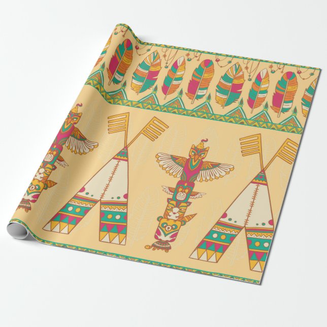 Papel De Presente Native american indigenous ornamental seamless pat (Desenrolado)